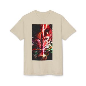 Anime Demon Slayer T-Shirt — Fiery Katana Split-Face Design - Image 9