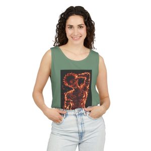 Flaming Anime Guy Tank Top — Neon Fire Graphic Sleeveless Tee - Image 19