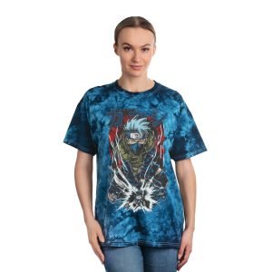 Kakashi Anime Tie-Dye T-Shirt — Blue Crystal Ninja Graphic Tee - Image 3