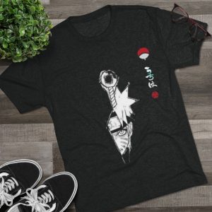 Naruto Kakashi Split-Face Tee — Japanese Kanji Anime Graphic T-Shirt - Image 3