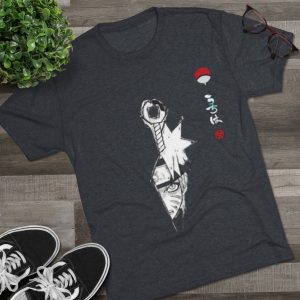 Naruto Kakashi Split-Face Tee — Japanese Kanji Anime Graphic T-Shirt - Image 11