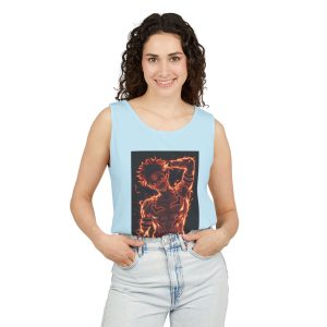 Flaming Anime Guy Tank Top — Neon Fire Graphic Sleeveless Tee - Image 27