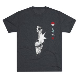 Naruto Kakashi Split-Face Tee — Japanese Kanji Anime Graphic T-Shirt - Image 9