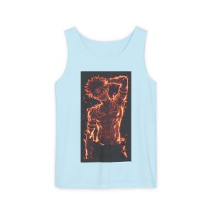 Flaming Anime Guy Tank Top — Neon Fire Graphic Sleeveless Tee - Image 25