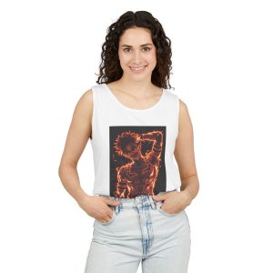 Flaming Anime Guy Tank Top — Neon Fire Graphic Sleeveless Tee - Image 7